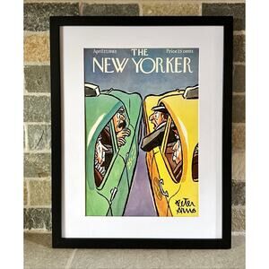Framed 1963 The New Yorker Cover April 27 Peter Arno Taxi Cab Drivers